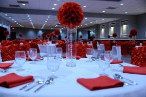 wedding venue with red decorations