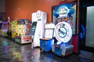row of arcade games