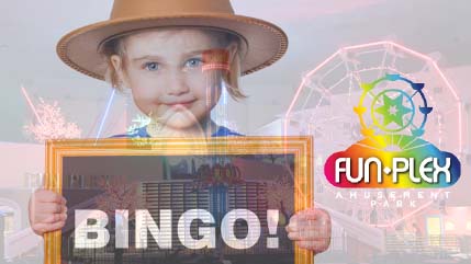 kid in hat holding Bingo! sign