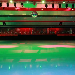 neon lights in skate rink