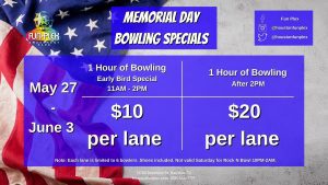 Memorial Day bowling specials ad